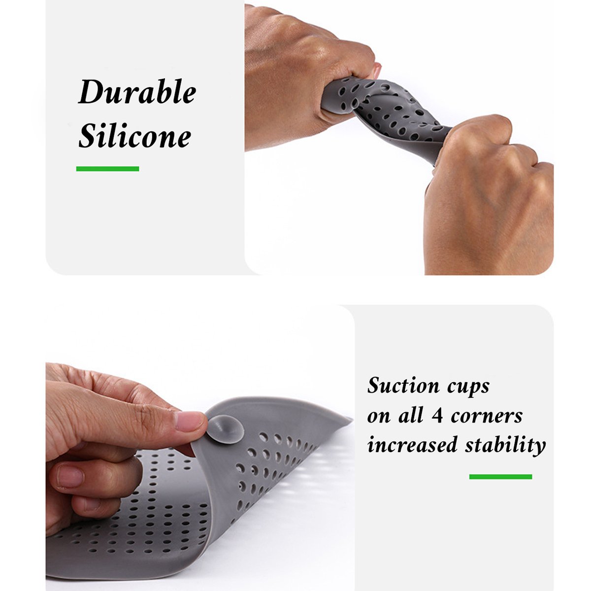 Silicone Drain Hair Catcher – Square Sink Strainer with Suction