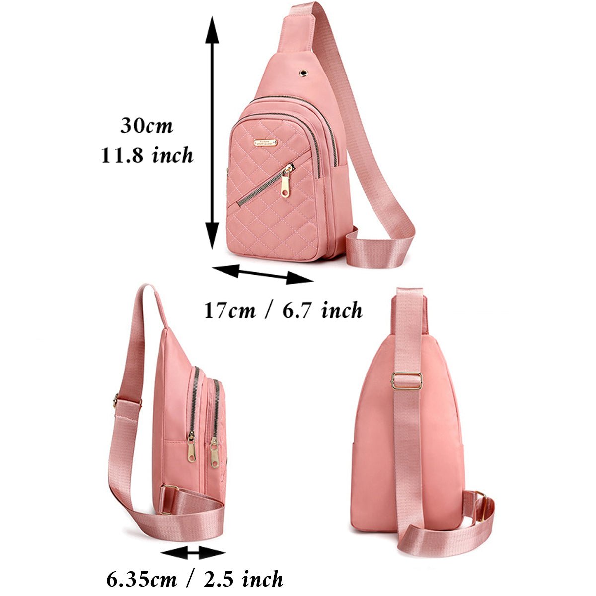 Women's Shoulder Sling Bag - Nylon Adjustable Strap Crossbody Purse