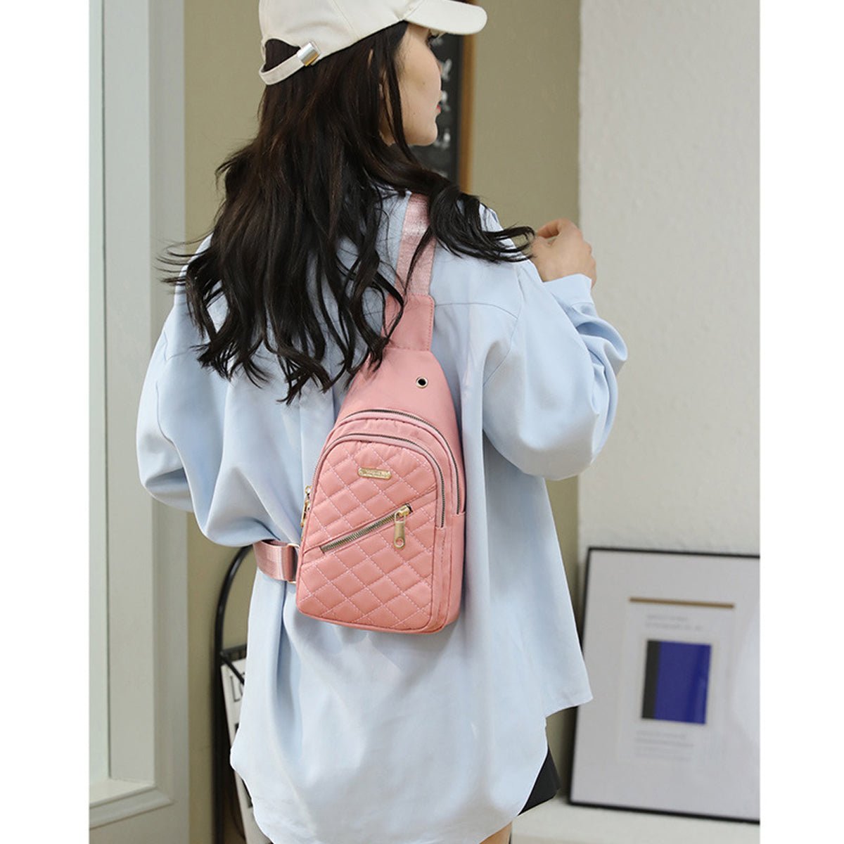 Women's Shoulder Sling Bag - Nylon Adjustable Strap Crossbody Purse
