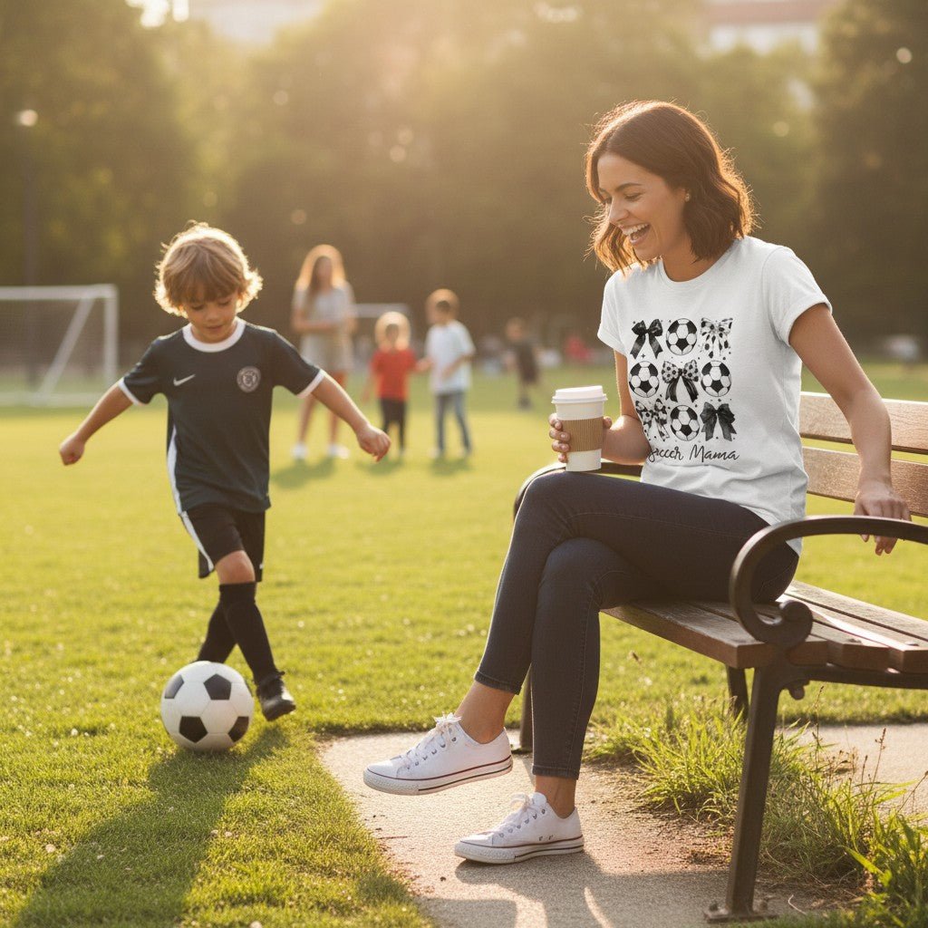 Soccer Mama Graphic T-Shirt 100% Ring Spun Cotton Women's Casual Tee