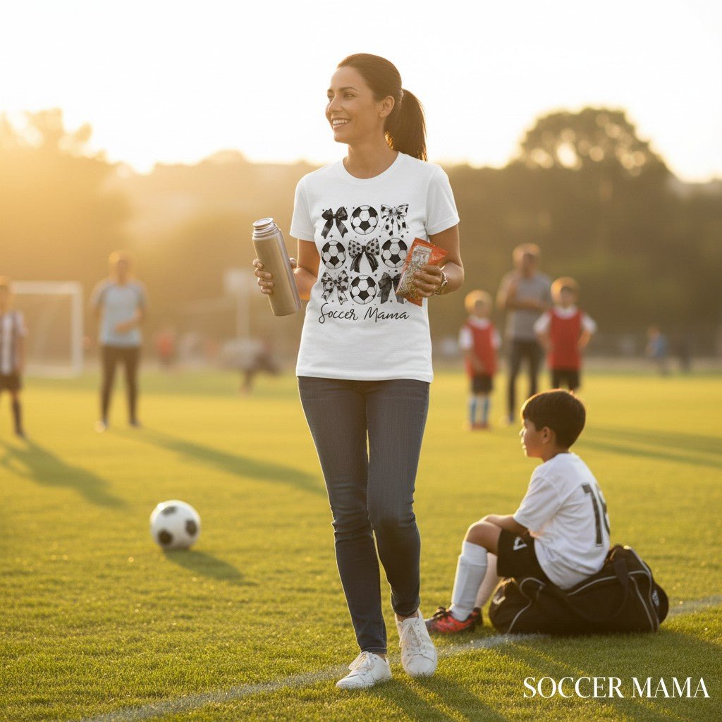 Soccer Mama Graphic T-Shirt 100% Ring Spun Cotton Women's Casual Tee