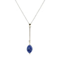 Sodalite Bar Necklace Sterling Silver Minimalist Healing Gemstone 20in Chain