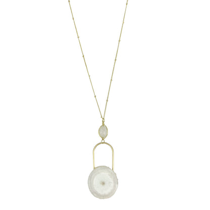 Solar Quartz Eye Necklace Moonstone Pendant Gold Filled Chain Spiritual Jewelry
