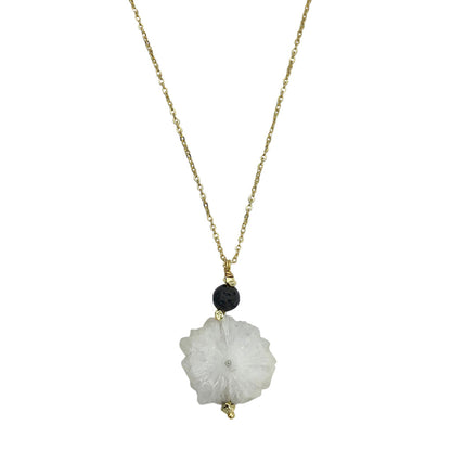 Solar Quartz Lava Necklace Layered Pendant Natural Protection Stone Jewelry