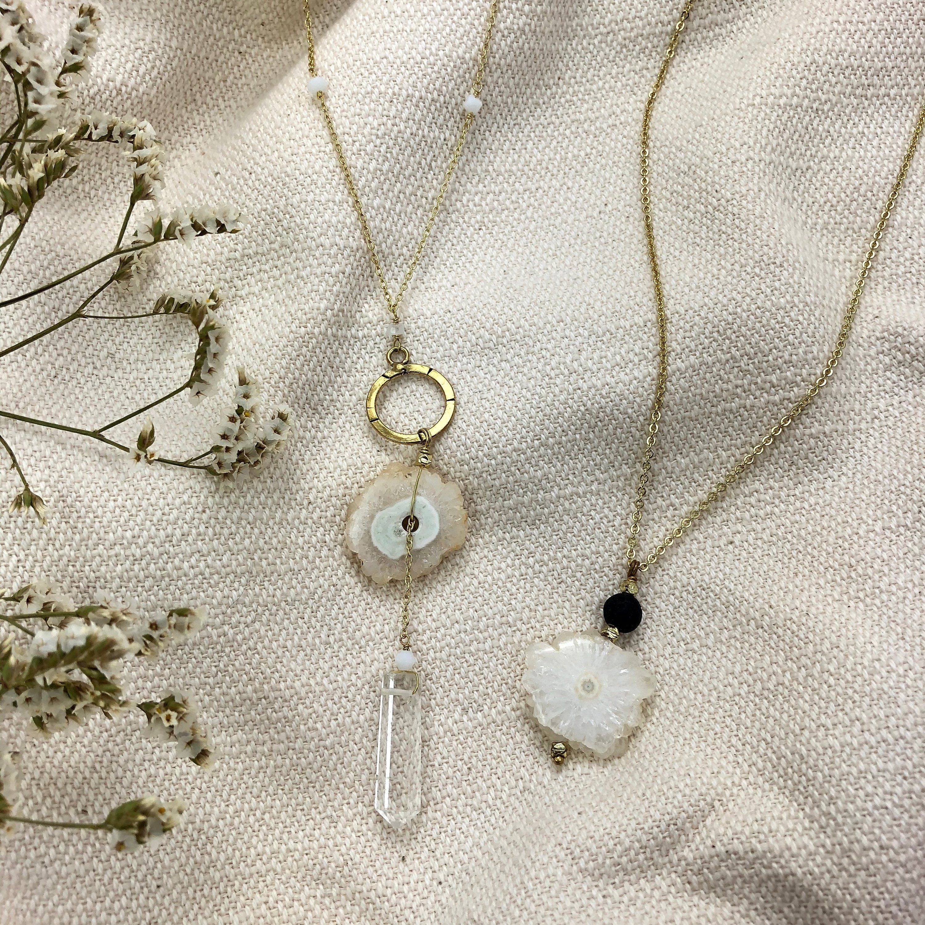 Solar Quartz Y Necklace With Polished Crystal Drop, Protective Energy Pendant