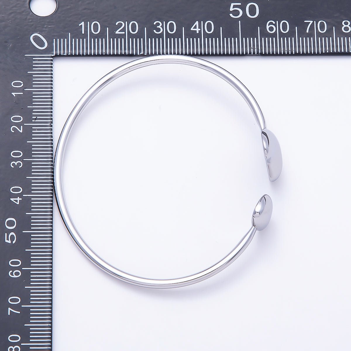 Stainless Steel Silver PVD Minimalist Molten Heart Bean Oval Wrap Cuff Bracelet | WA-01233