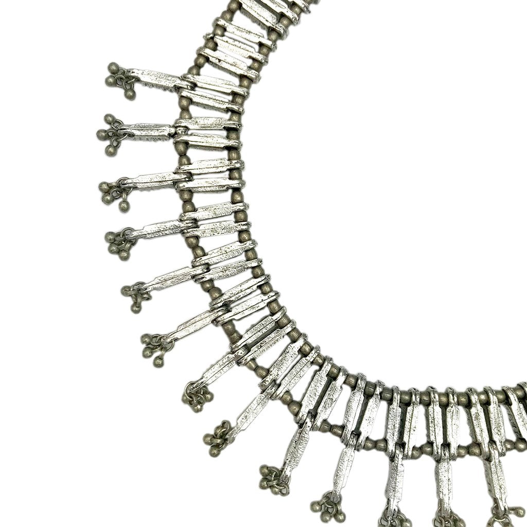 Statement Collar Necklace Cotton Tassel Back Boho Indian-Inspired Flex Chain