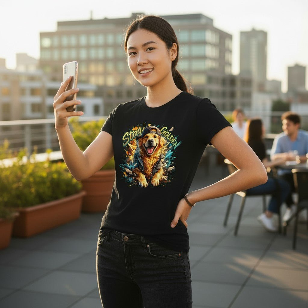 Stay Golden Retriever Graphic T-Shirt Cotton Women Casual Dog Lover Wear
