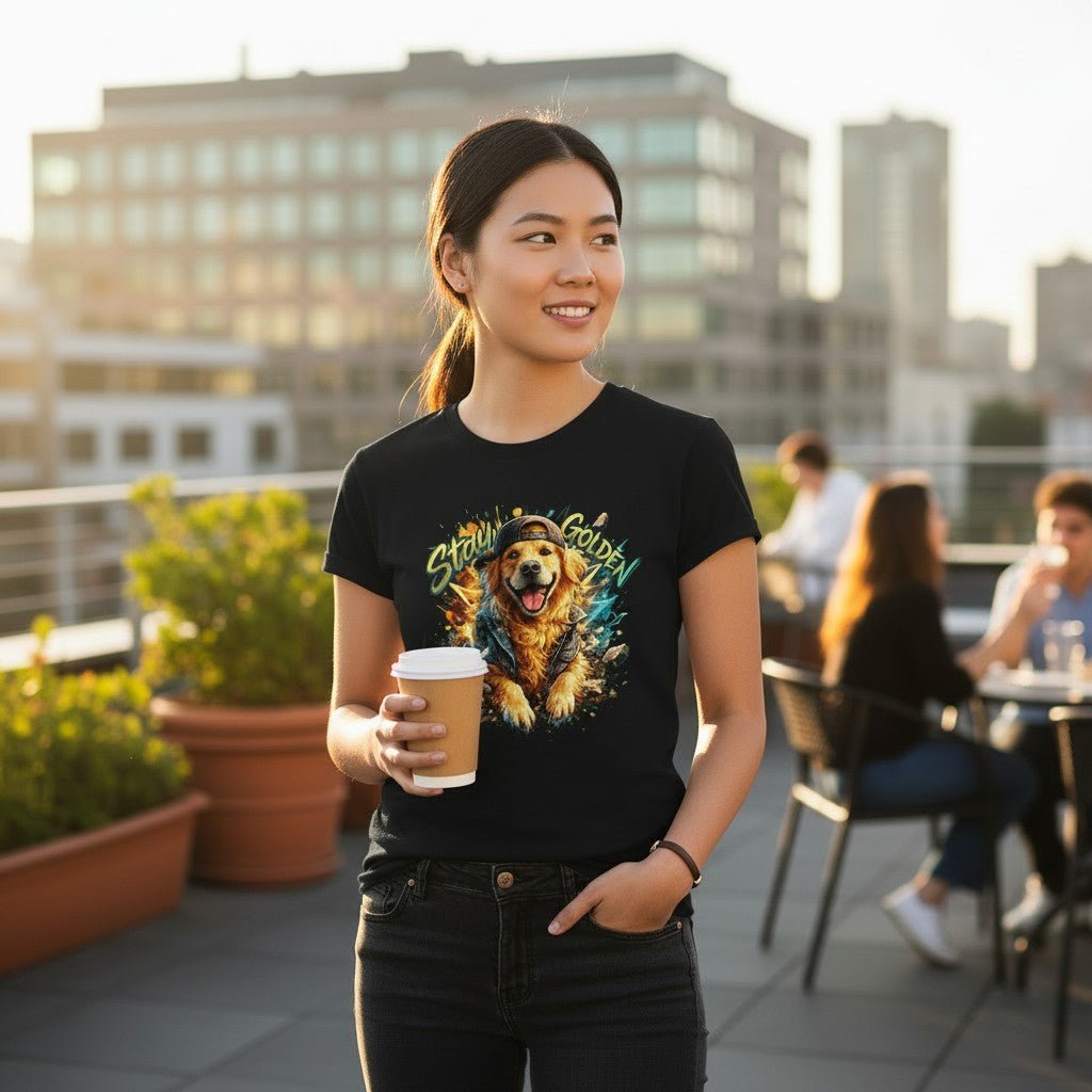 Stay Golden Retriever Graphic T-Shirt Cotton Women Casual Dog Lover Wear