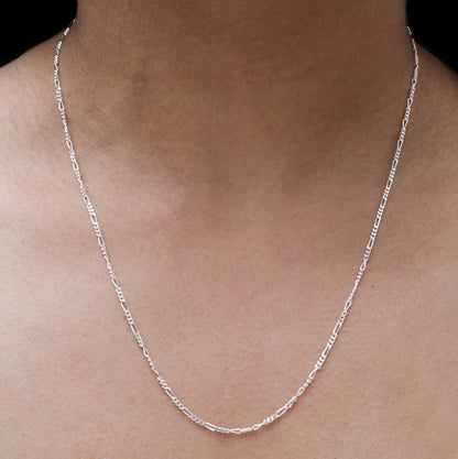 Sterling Silver 2mm Figaro Chain Classic Necklace 18 Inch