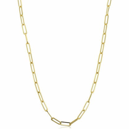 Sterling Silver Paperclip Chain Necklace 18K Gold Plated
