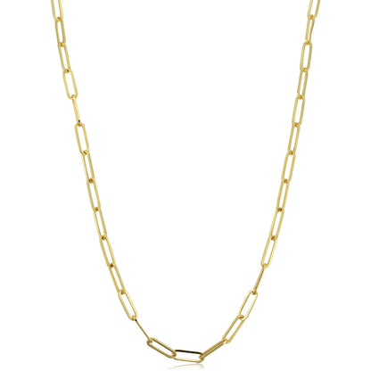 Sterling Silver Paperclip Chain Necklace 18K Gold Plated