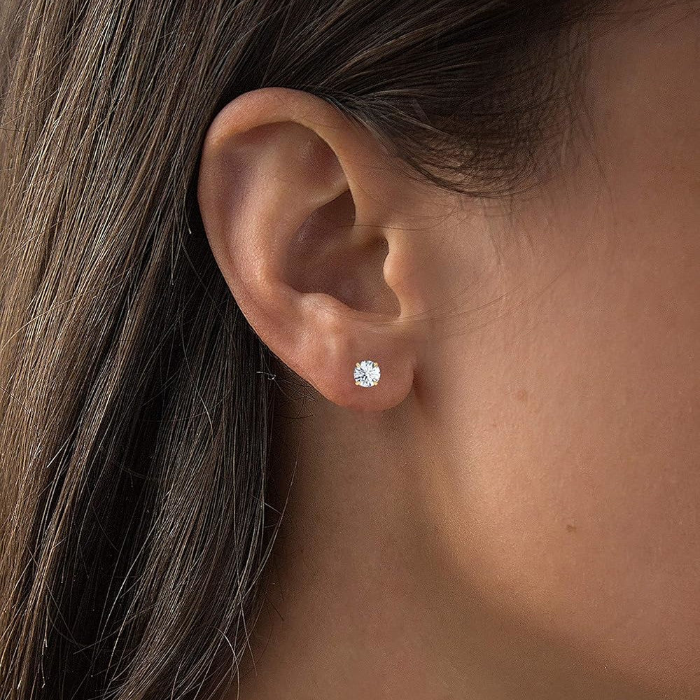 1.50 CTW AGI Certified Lab-Grown Diamond Stud Earrings in 14K White or Yellow Gold | F-G Color | VS Clarity