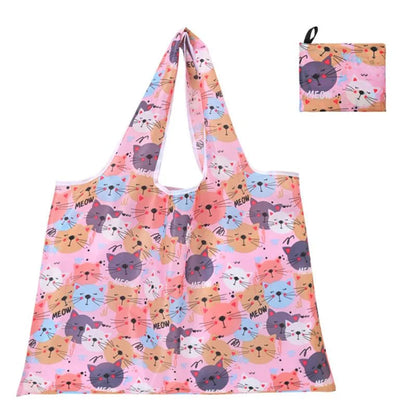 Supermarket Tote Bags Portable - with Cartoon Animal Lemo Strawberry Printing