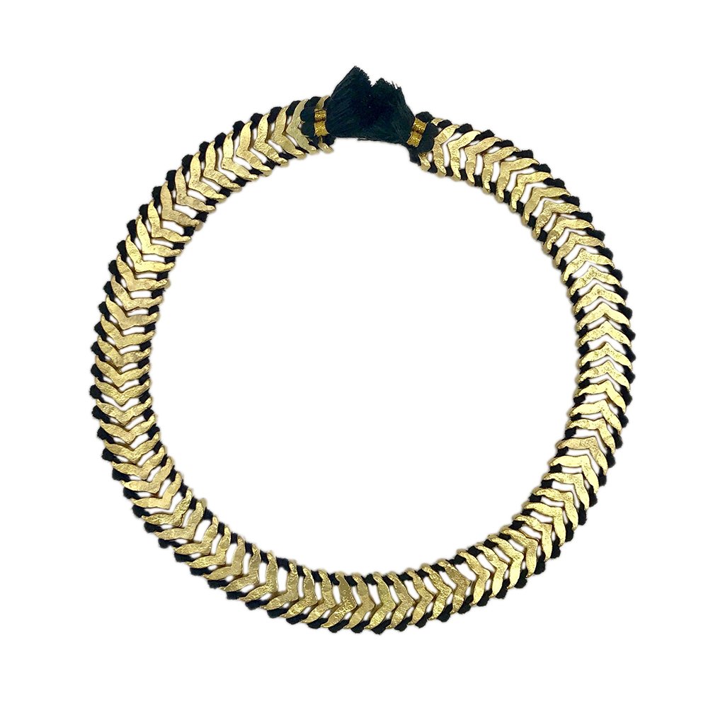 Temple Collar Bib Necklace Boho Tribal Statement With Cotton Tassels Zinc Alloy