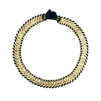 Temple Collar Bib Necklace Boho Tribal Statement With Cotton Tassels Zinc Alloy