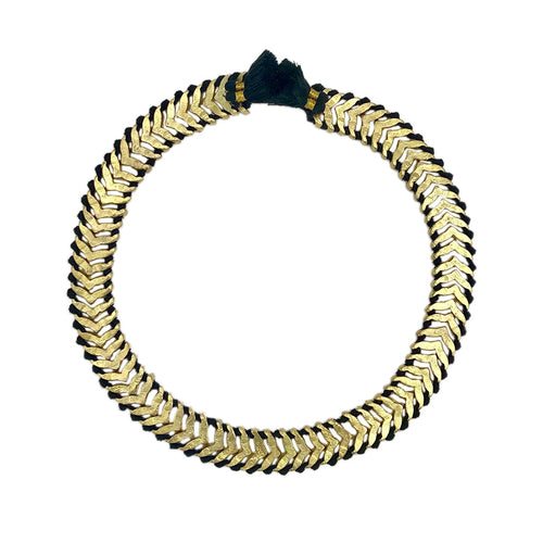 Temple Collar Bib Necklace Boho Tribal Statement With Cotton Tassels Zinc Alloy