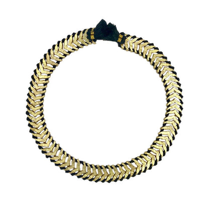 Temple Collar Bib Necklace Boho Tribal Statement With Cotton Tassels Zinc Alloy