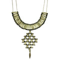 Temple Statement Necklace Long Boho Indian Design Zinc Alloy With Cotton Thread