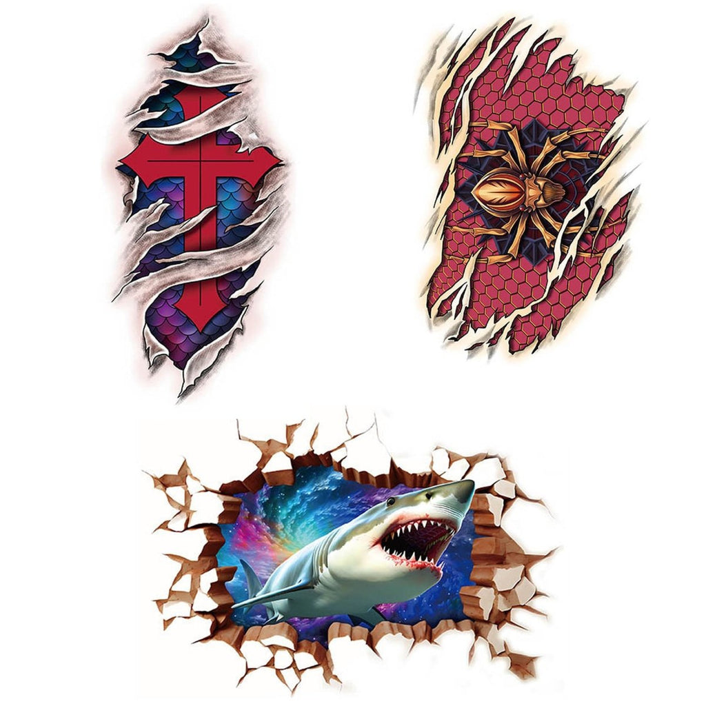 Red Cross & Shark Temporary Tattoos – Fun Party Body Art