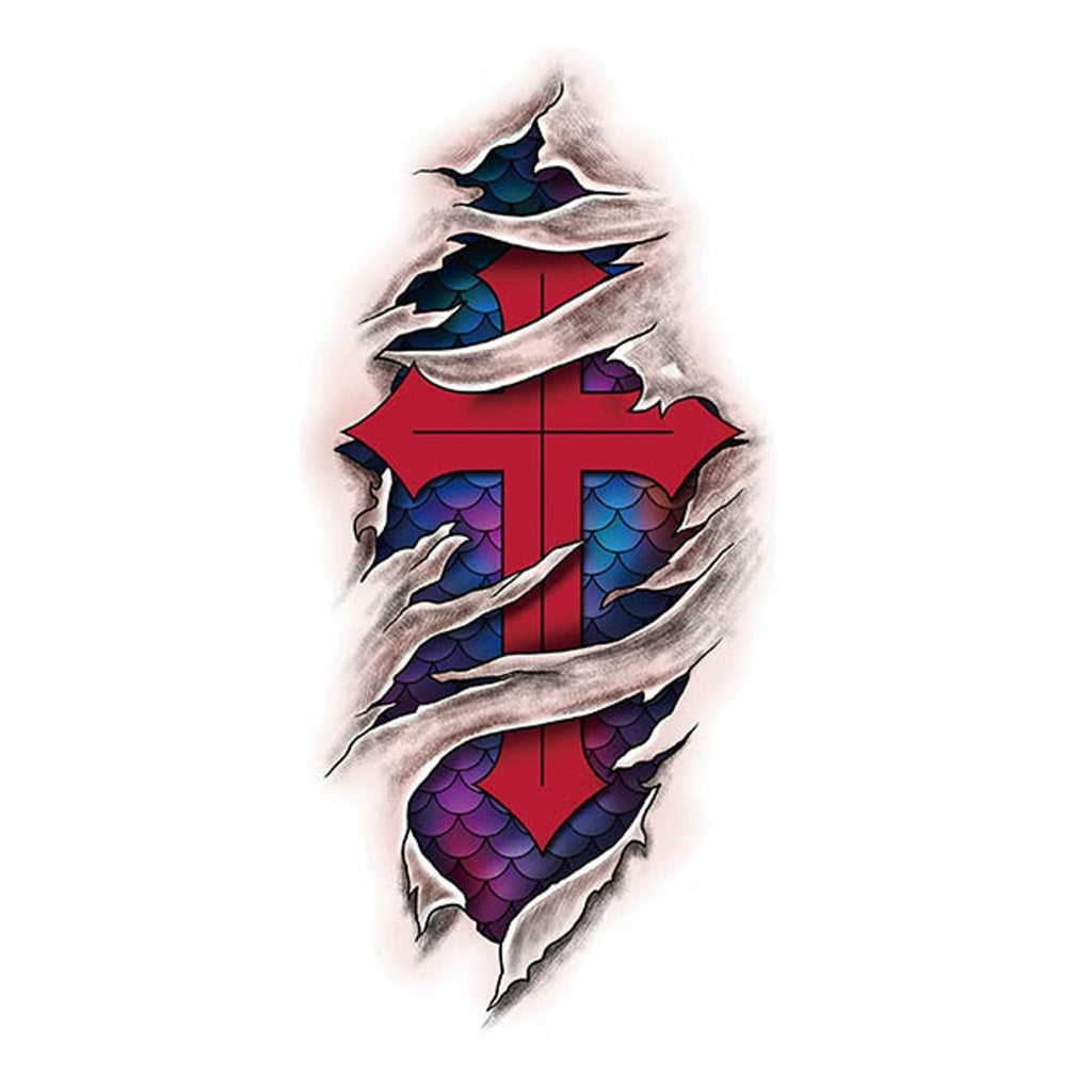 Red Cross & Shark Temporary Tattoos – Fun Party Body Art