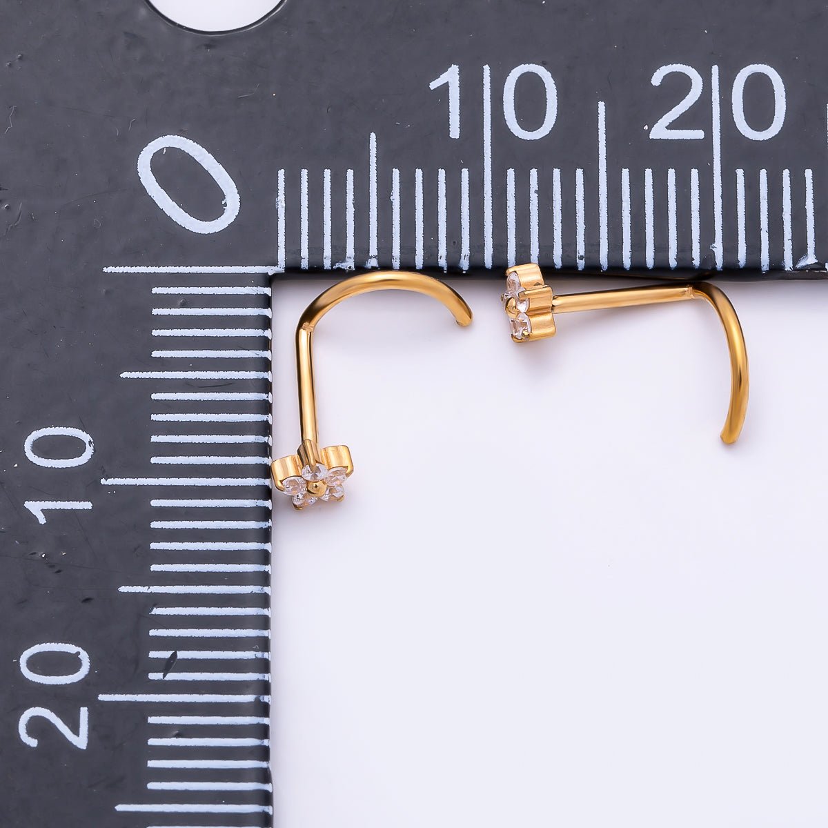 Titanium 3mm Clear CZ Flower Cartilage Nose Single Piercing Stud in Gold & Silver | BJ-00230 BJ-00231