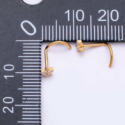 Titanium 3mm Clear CZ Flower Cartilage Nose Single Piercing Stud in Gold & Silver | BJ-00230 BJ-00231