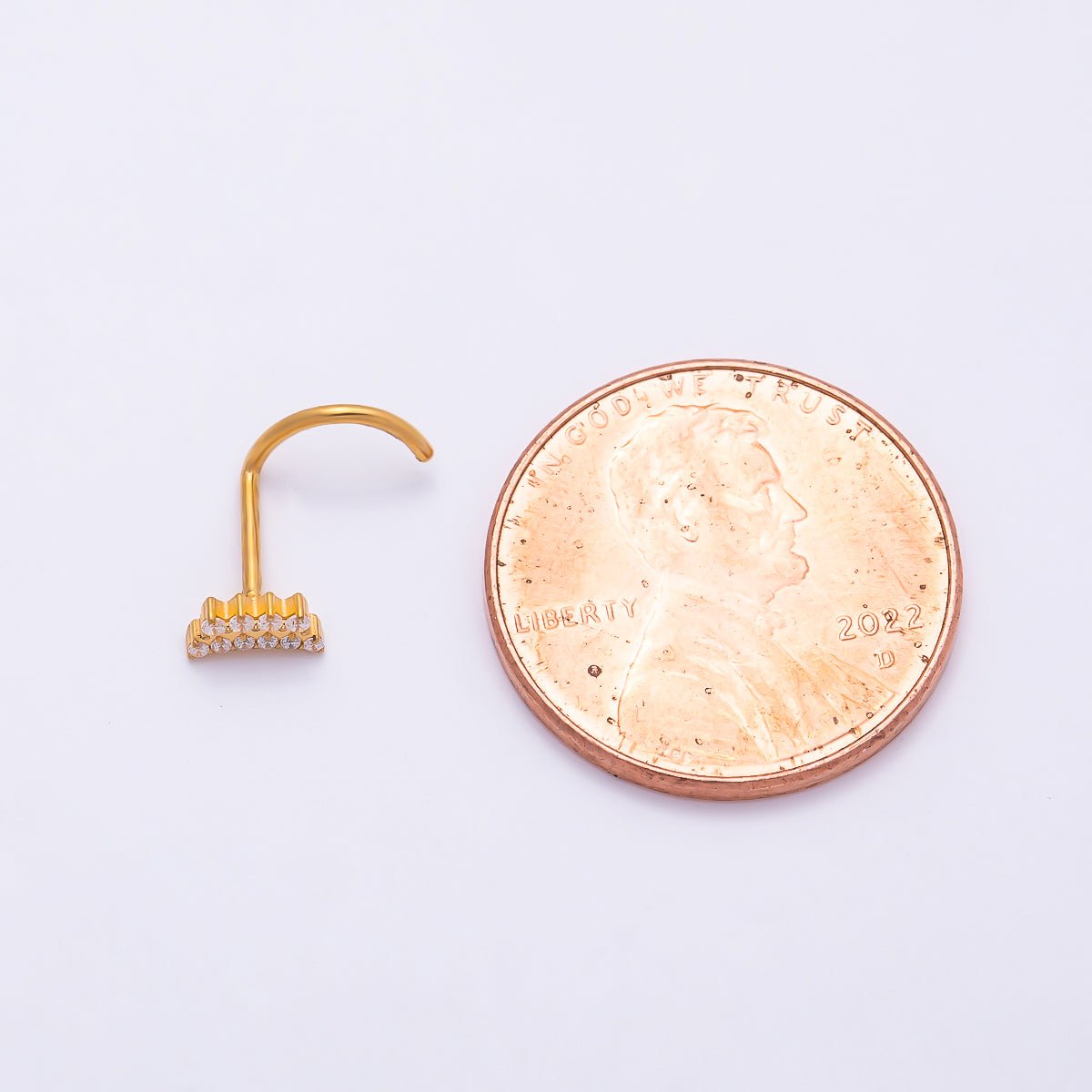 Titanium 3mm Double Row CZ Curved Cartilage Nose Single Piercing Stud | BJ-00213