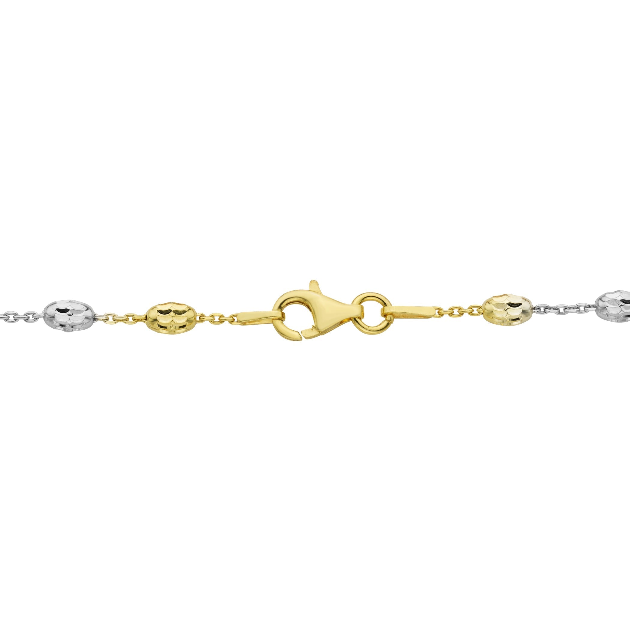 Tri Tone Sterling Silver Moon Cut Chain Necklace 18 Inch