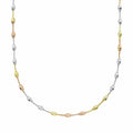 Tri Tone Sterling Silver Moon Cut Chain Necklace 18 Inch