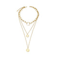 Triple Layered Gold Coin Necklace Fashion Layered Pendant