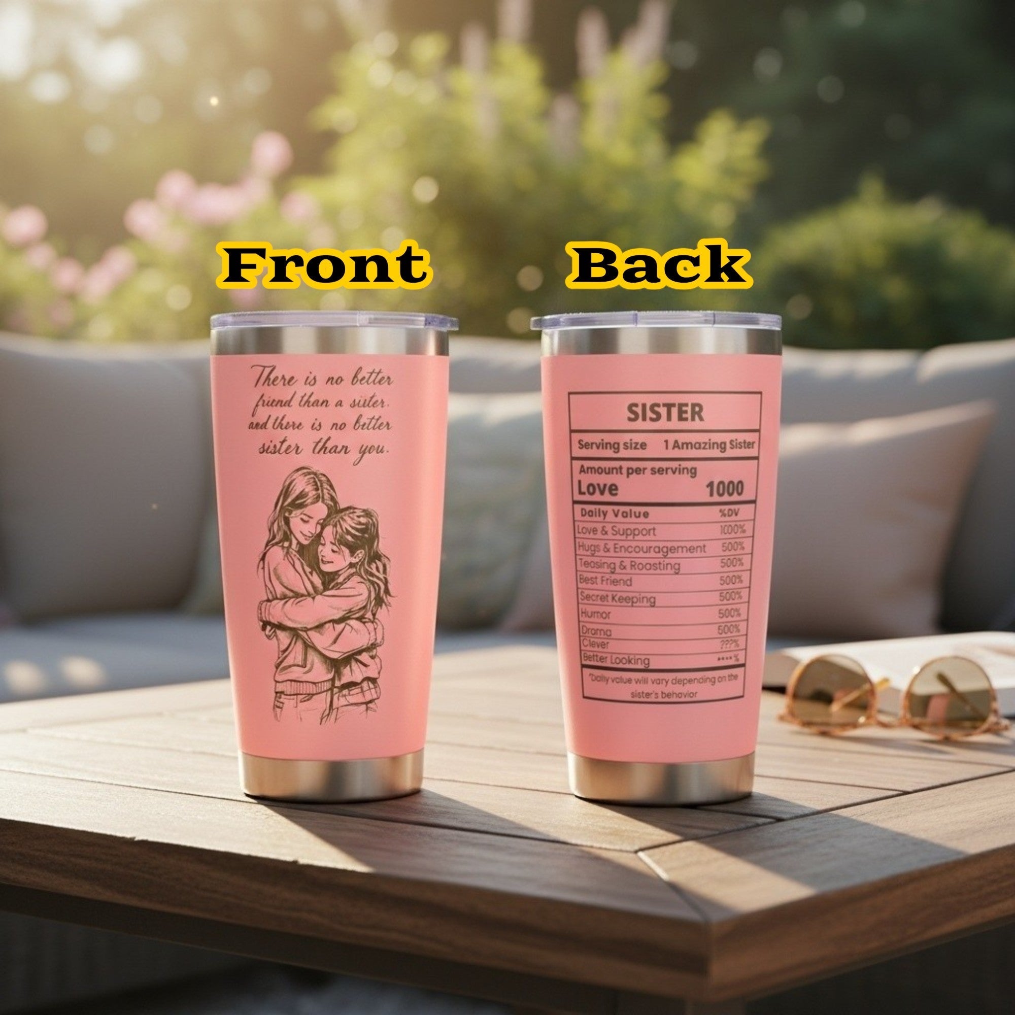 Unique Sister Gift 20oz Insulated Stainless Steel Travel Tumbler