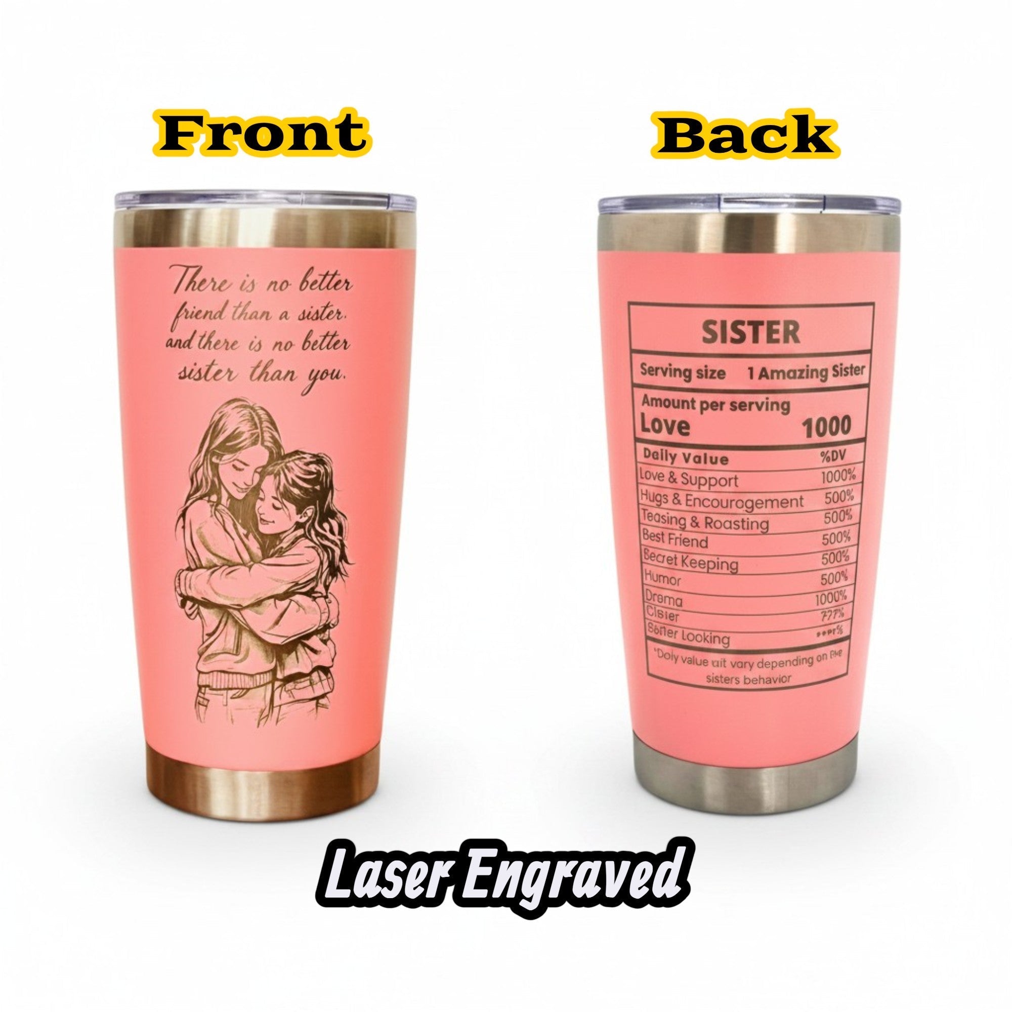 Unique Sister Gift 20oz Insulated Stainless Steel Travel Tumbler