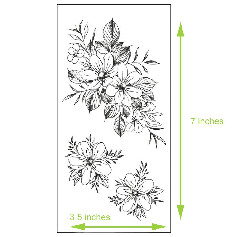 Floral Temporary Tattoos – 5 Waterproof Flower Tattoo Sheets