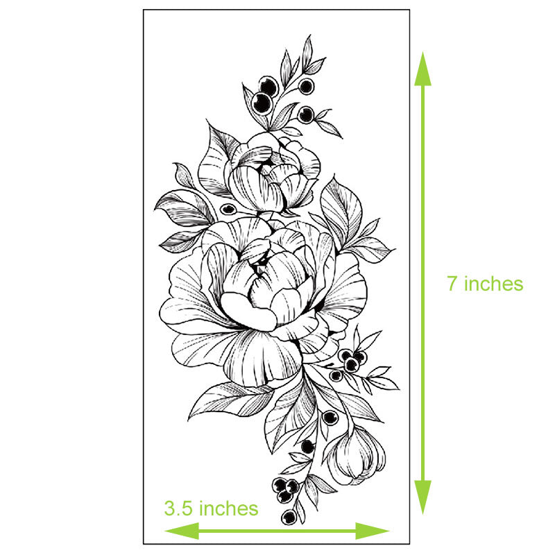 Floral Temporary Tattoos – 5 Waterproof Flower Tattoo Sheets