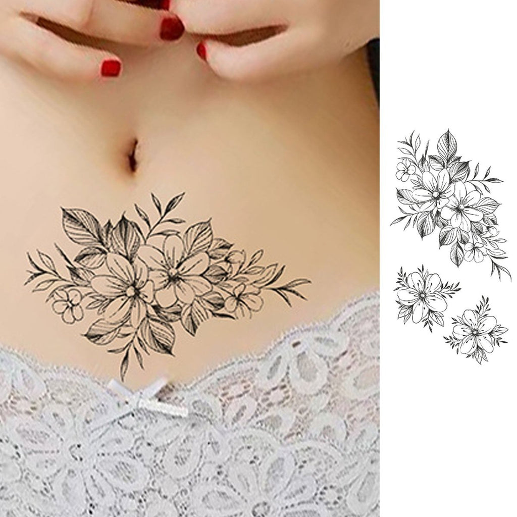 Floral Temporary Tattoos – 5 Waterproof Flower Tattoo Sheets
