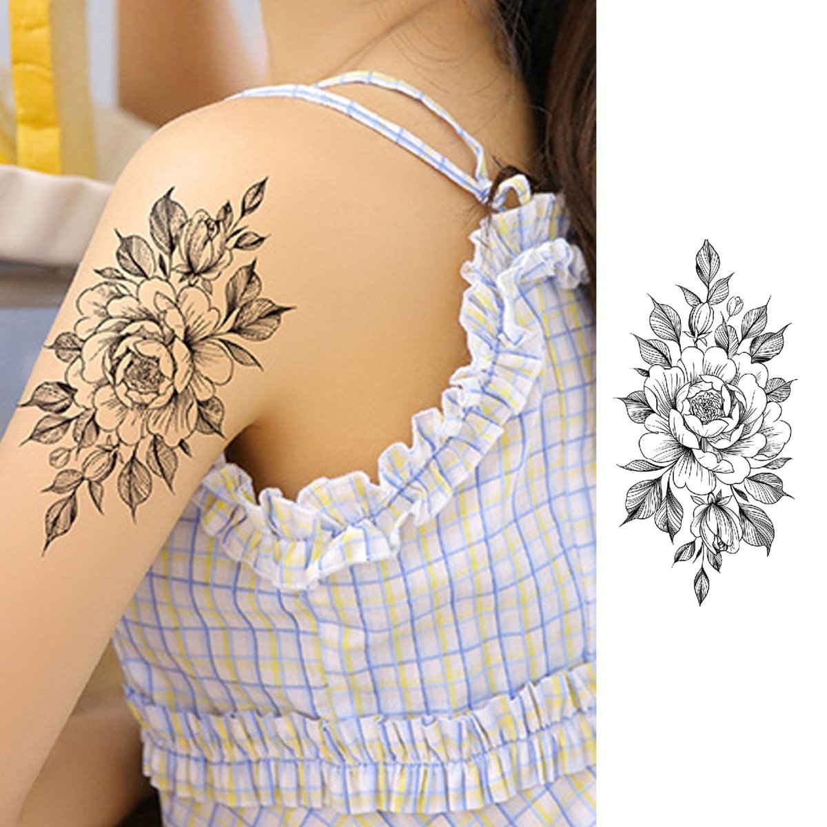 Floral Temporary Tattoos – 5 Waterproof Flower Tattoo Sheets