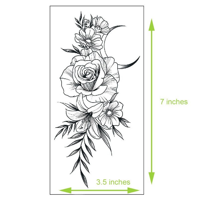 Floral Temporary Tattoos – 5 Waterproof Flower Tattoo Sheets