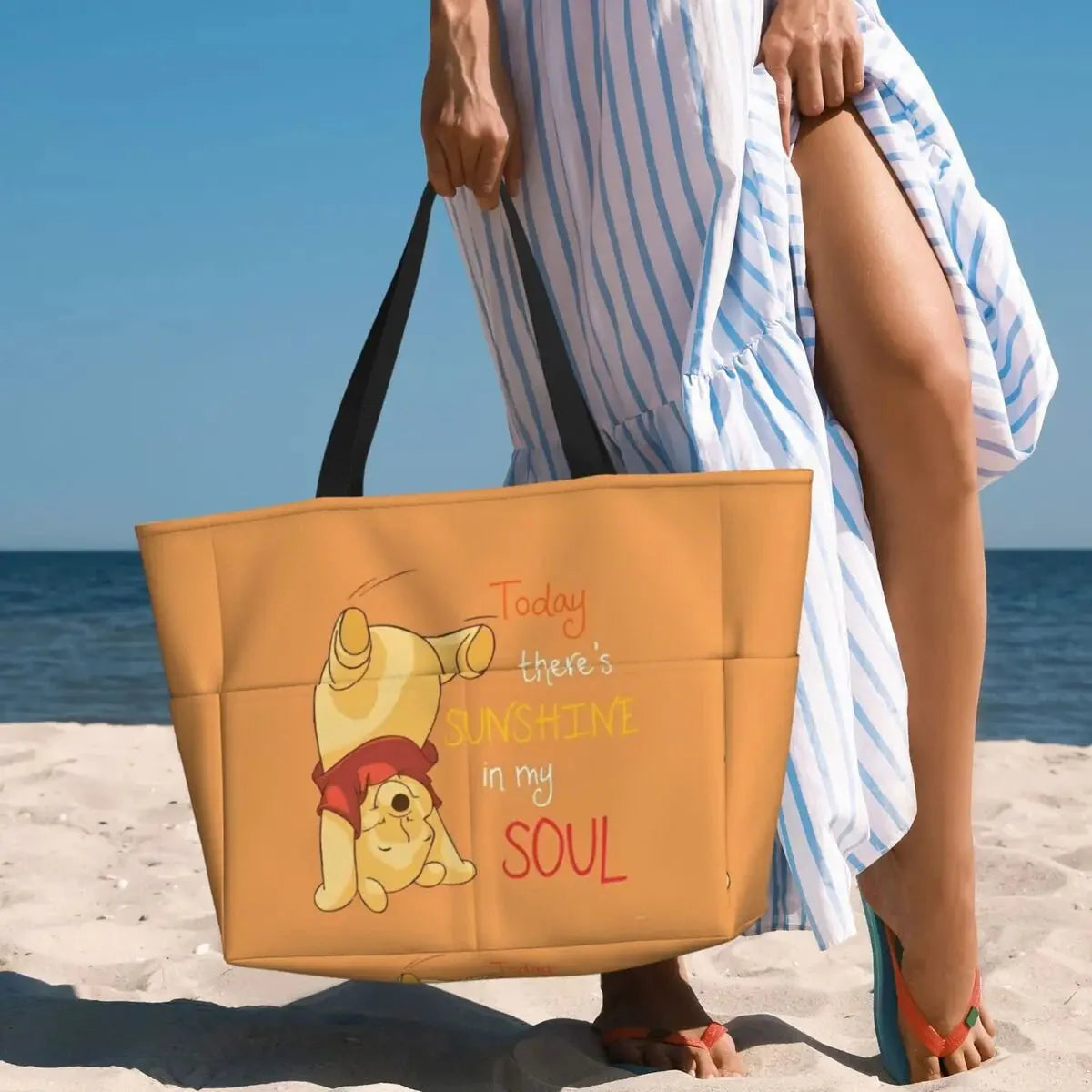 Winnie The Pooh Large Beach Tote Bag