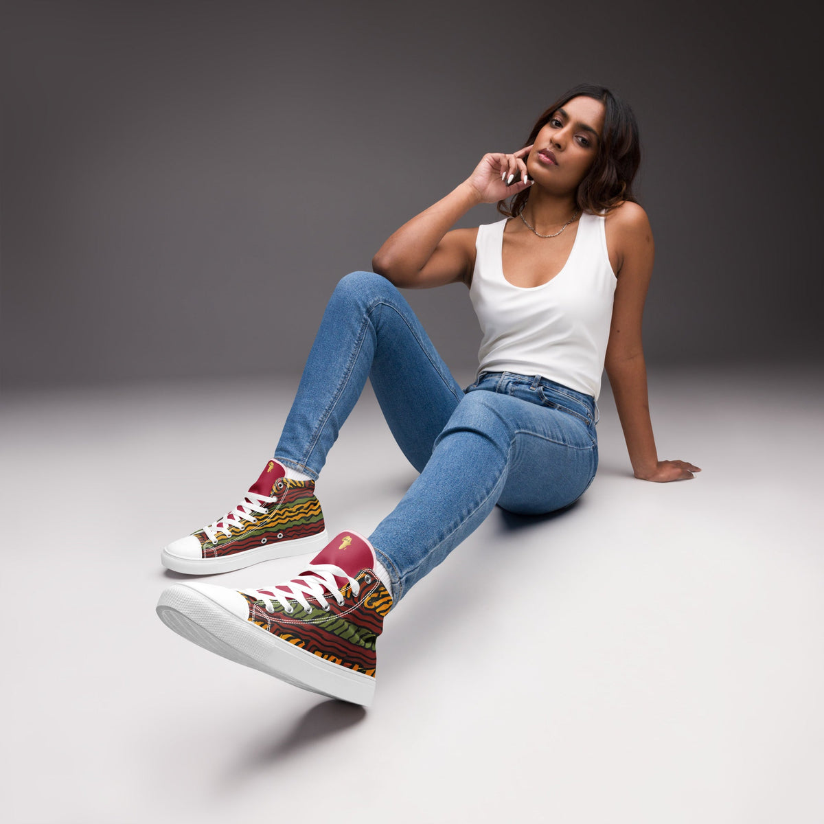 Afrocentric High-Top Canvas Shoes for Women