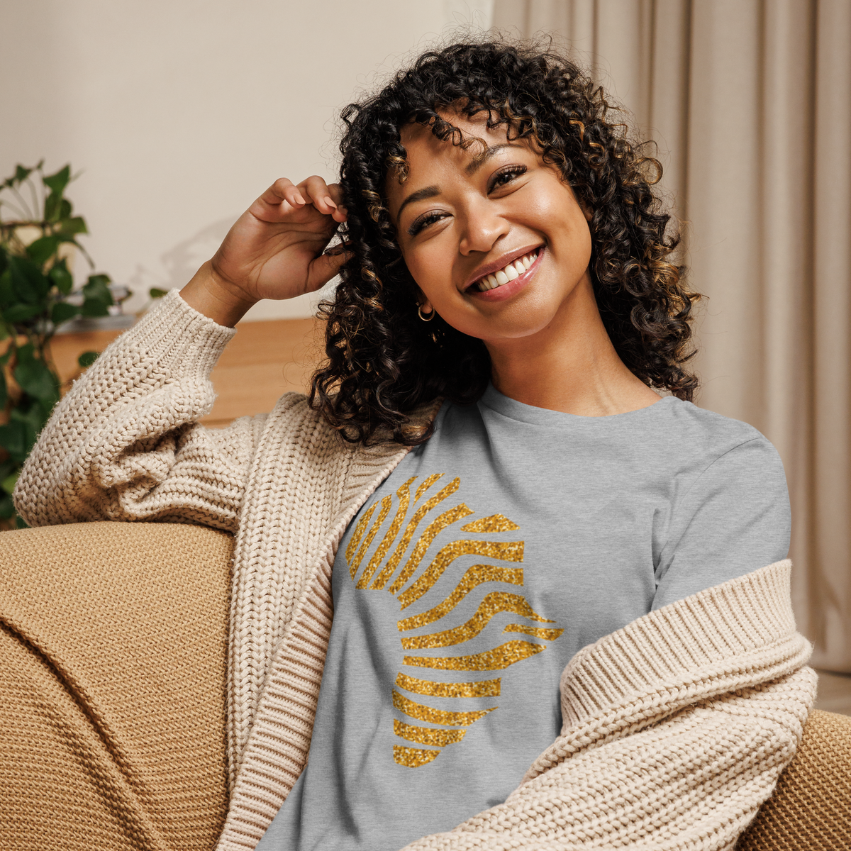 Gold Stripe Africa Tee for Women