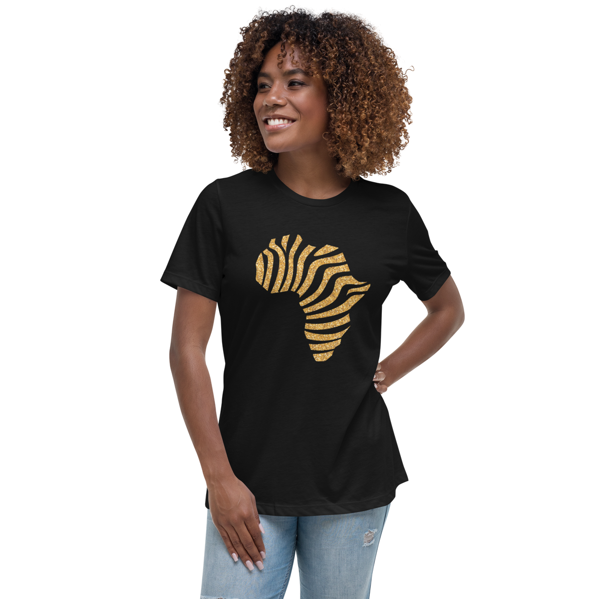 Gold Stripe Africa Tee for Women