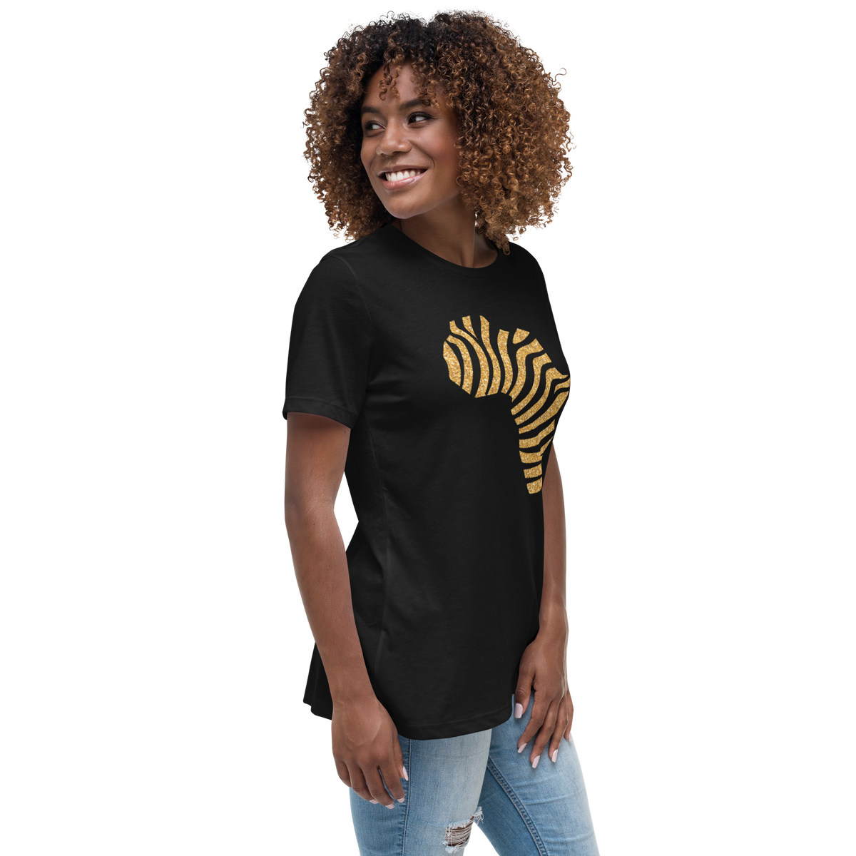 Gold Stripe Africa Tee for Women
