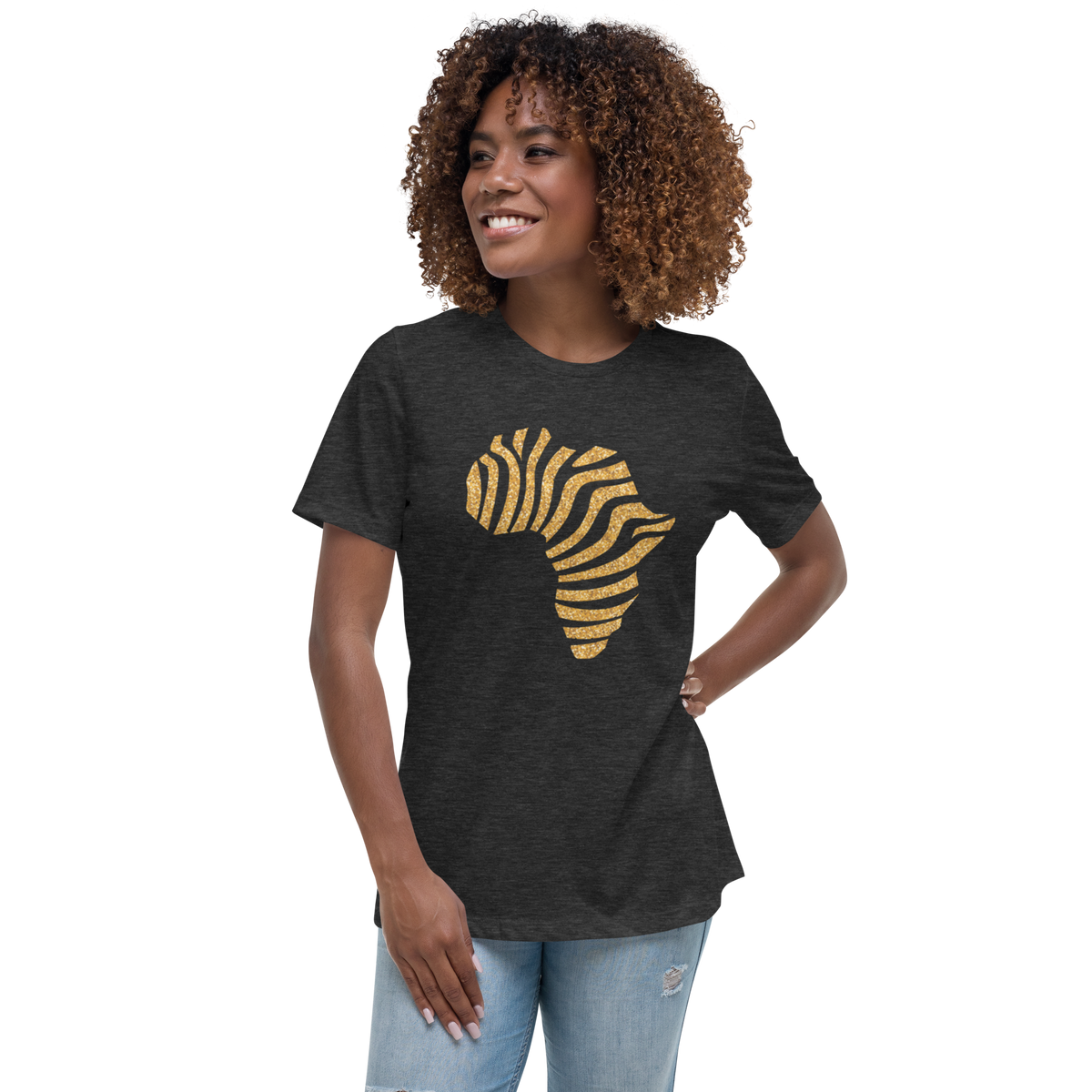 Gold Stripe Africa Tee for Women