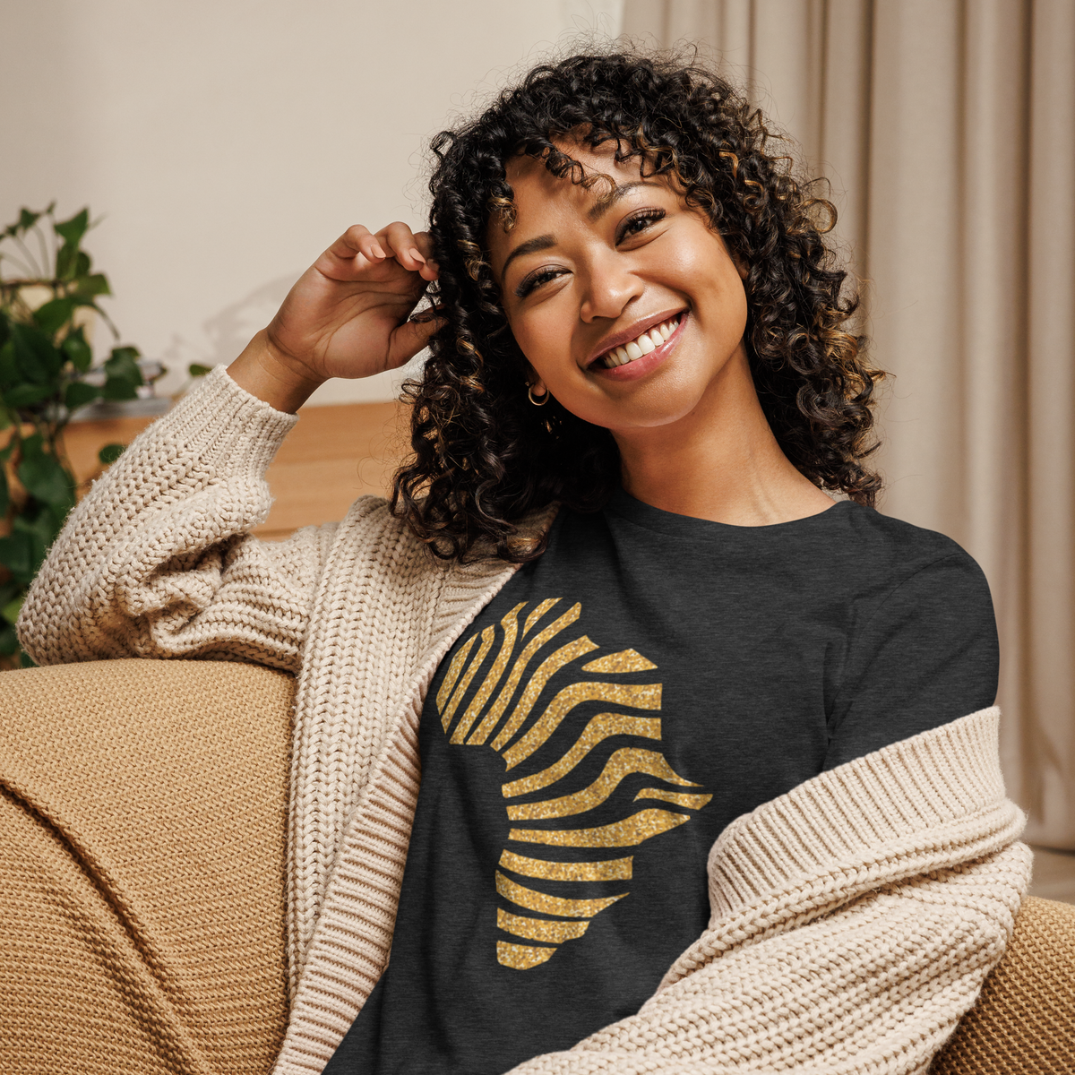 Gold Stripe Africa Tee for Women