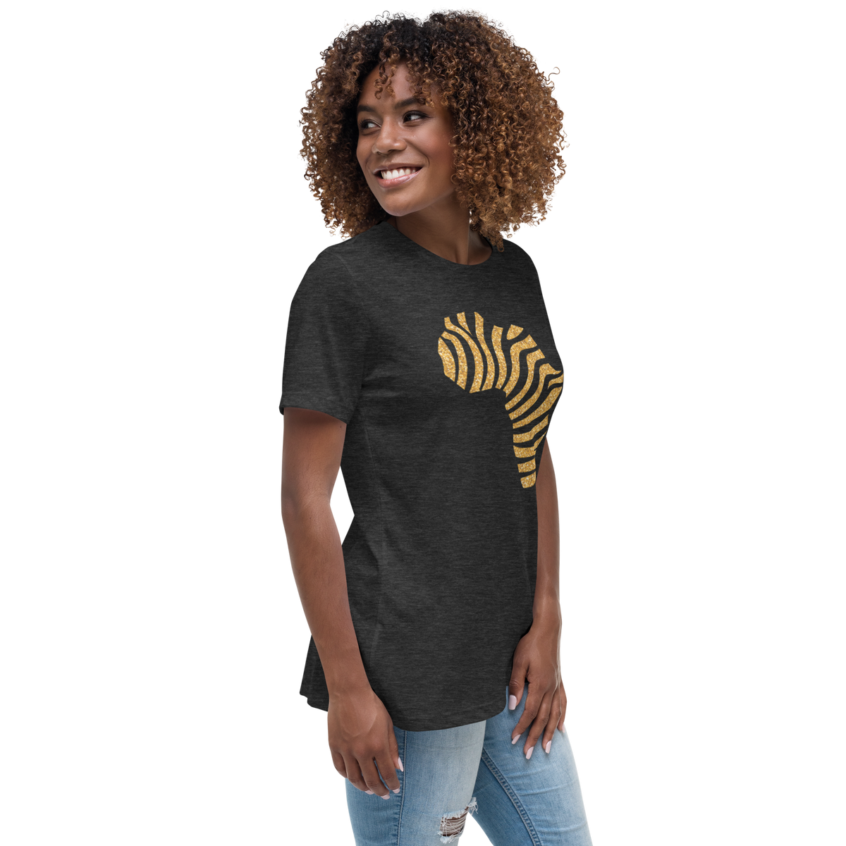Gold Stripe Africa Tee for Women