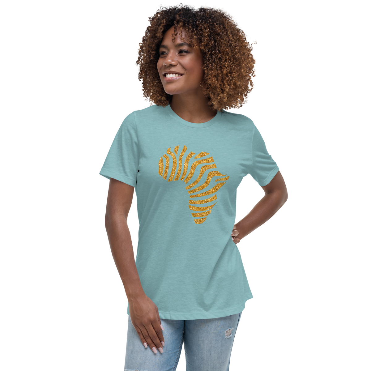 Gold Stripe Africa Tee for Women