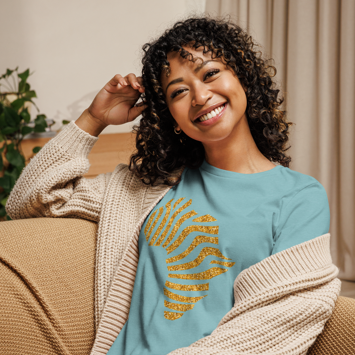 Gold Stripe Africa Tee for Women