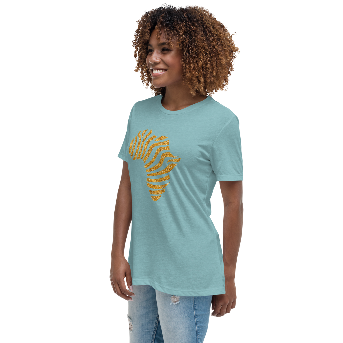 Gold Stripe Africa Tee for Women