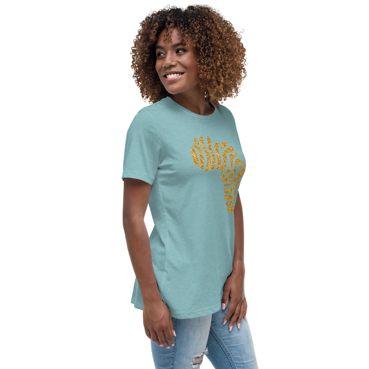 Gold Stripe Africa Tee for Women